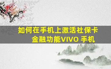 如何在手机上激活社保卡金融功能VIVO 手机